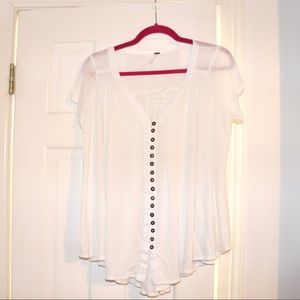Free People linen white Blouse top/swimsuit cover up SIZE XS